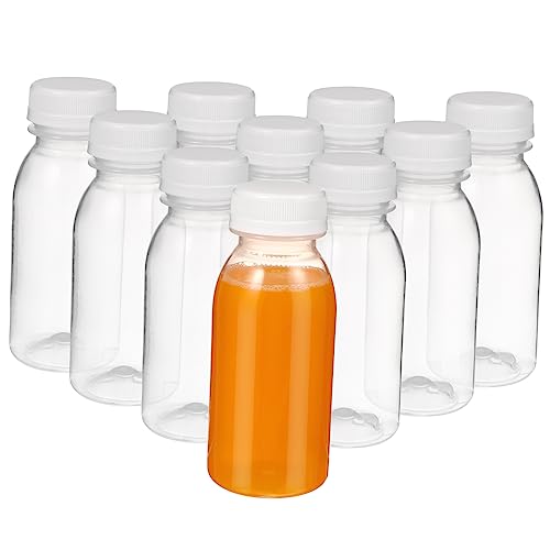 LIFKOME 10pcs Transparent Pet Drink Bottles with Lids for Milk Juice and Beverage Storage Safe and Leak Design for Easy Use