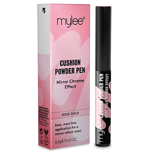 Mylee lapiz Holografico efecto espejo - de Polvo Cromado para Unas, lapiz Magico - Larga Duracion, Herramienta de Manicura y Nail Art, Rose Gold