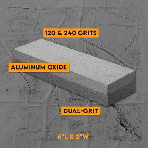 Image of SE 6 inch Double-Sided Aluminum Oxide Sharpening Stone - 120 and 240 Grits for Blade Repair and Edge Refinement - SS6