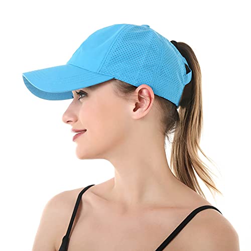 HGGE Womens Criss Cross Ponytail Baseball Cap High Messy Bun Ponycap Trucker Hat Quick Drying Mesh Dad Hat for Outdoor Sports - Image 6