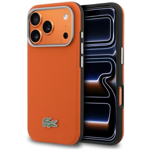 Coque iPhone 17 Pro Lacoste orange compatible MagSafe Petit Piqué par CG Mobile