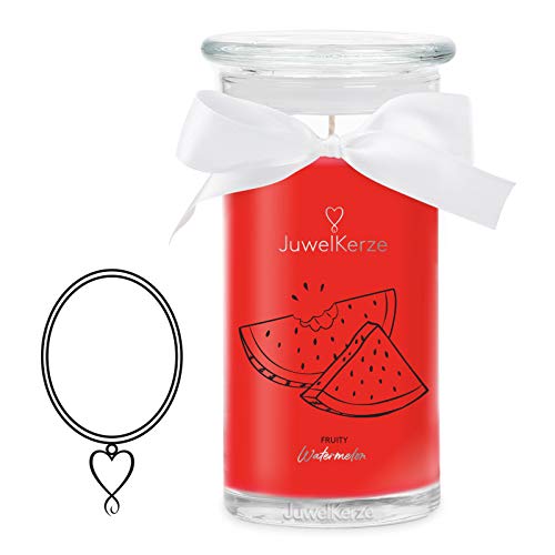 JuwelKerze Fruity Watermelon Halskette Silber - Schmuckkerze 80 Std -...