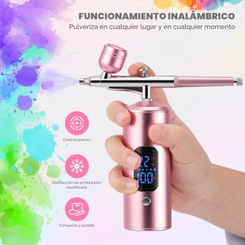 Aerógrafo de 3 niveles hasta 38 PSI a batería para modelismo y maquillaje 3