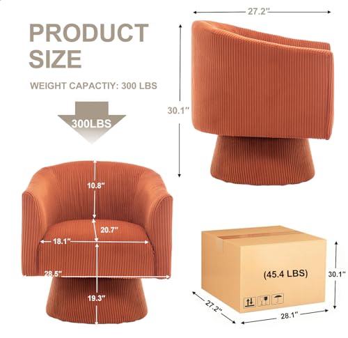 Sillón giratorio moderno tapizado naranja miniatura 2