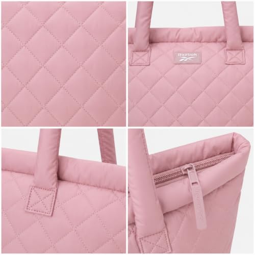 Image of Reebok Womens Tote Bag - Lightweight Carry On Puffer Quilted Tote Bag for Travel Work Travel and Daily Essentials