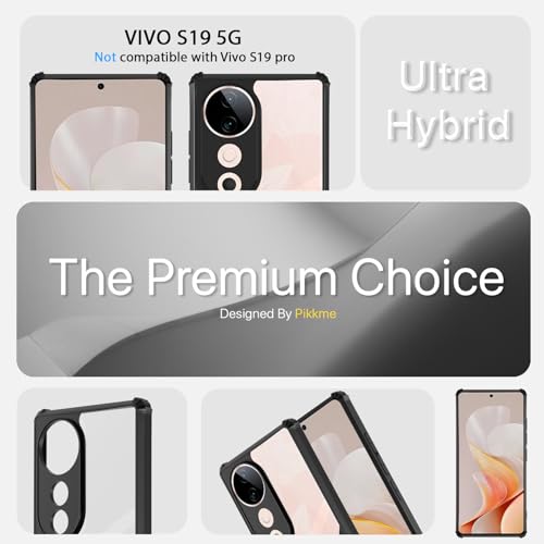 Image of Pikkme Crystal Clear Transparent Back | Ultra Hyrbid | Full Camera Protection | Raised Edge | Bumper Back Case for Vivo S19 5G (Black)