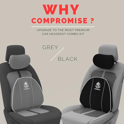 Image of MRRON Series Memory Foam Neck Rest & Lumbar Support for Car or Office Chair, Neck Pillow Kit Designed Ergonomically for Extra Support (Black, Spine Support)
