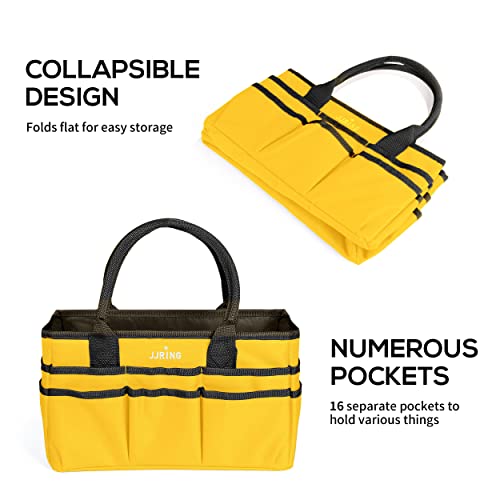 Jjring Craft and Art Tote - 600D Yellow Nylon Fabric Art Sewing Organizer Bag with Pockets - for Craft, Scrapbooking, Medical, and Office Supplies Storage