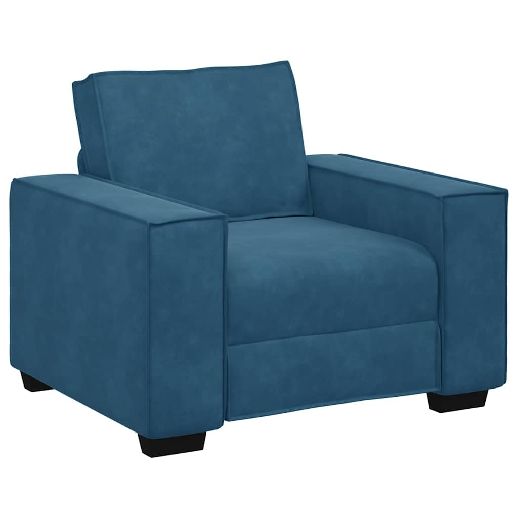 Aksamitny fotel niebieski, szerokość 60 cm, wygodny fotel tapicerowany z wytrzymałej ramy z drewna i metalu, idealny do salonu, biura, pokoju gościnnego, miękka sofa, 99 x 78 x 84 cm