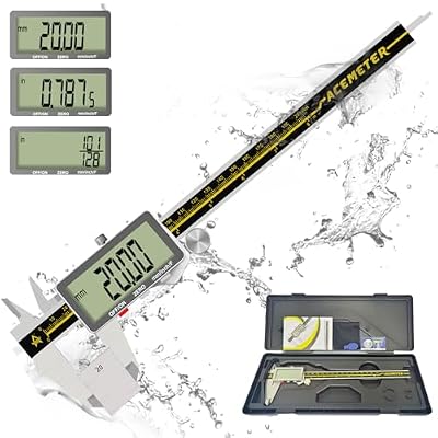 Digital Caliper,ACEMETER 0-8 Vernier Calipers Measuring Tool-Electronic Micrometer with Large LCD Screen,Metal Metric Measure Caliper for Engineer Carpenter,Auto-Off Feature,Inch/Fraction/Millimeter