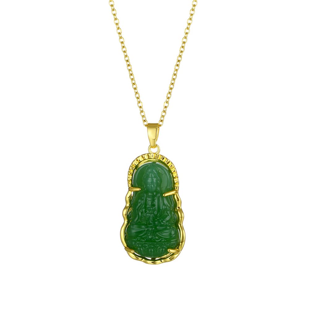JILIYUPAJILIYUPA Buddha Necklace Jade Buddha Pendant with 14K Gold Plated Chain Cubic Zirconia Buddah Necklaces for Women Men Teen Mother