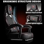 VITESSE Big and Tall Gaming Chair 400lb Weight Capacity with Footrest, Ergonomic Video Game Chair for Adults with Oversized Headrest and Lumbar Pillow, Computer Chair Gaming for Office (Black+Red) - Image 5