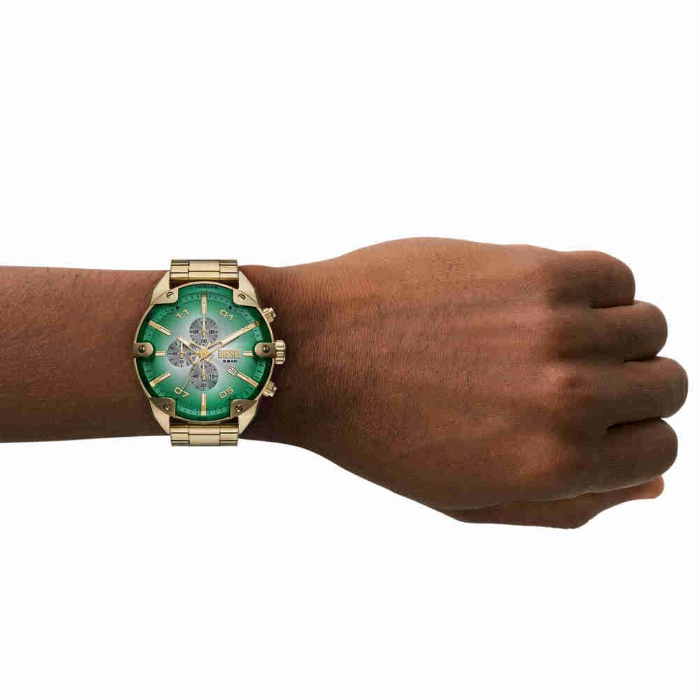 Diesel Spiked Uhr für Männer, Quarz-Chronographenwerk mit Edelstahlarmband