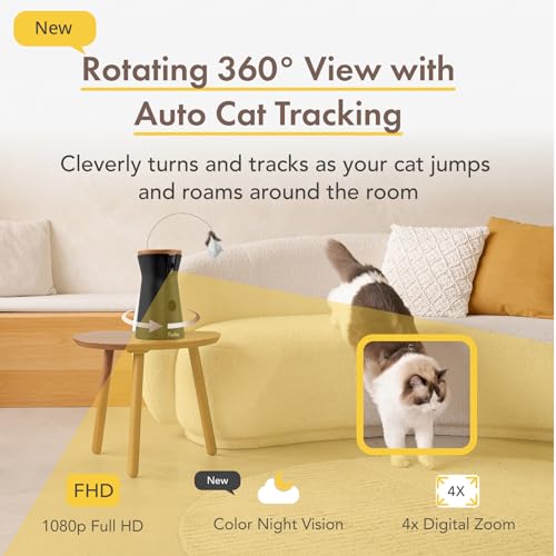 Furbo 360° Cat Camera w/App (No Subscription Required) Smart Pet Monitor & Treat Dispenser, Rotating 360° View, Auto-Tracking - Image 2