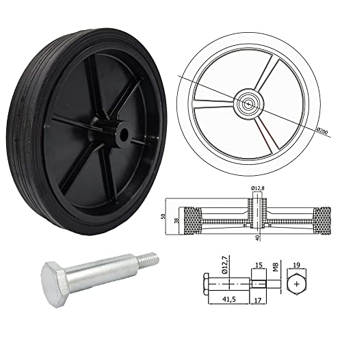 ZAB-S Rasenmäherrad (Code: K200*M8) Rad Ø200mm mit Montageset Ersatzrad Universalrad Vollgummi Cover