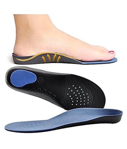 Image of Orthopedic Insoles for Plantar Fasciitis Medium Arch Support Shoe Inserts for Flat Feet, Heel Spurs & Foot Pain Relief - Shock Absorbing Comfort Insoles for Men & Women (Blue) Pack of 1 Pair