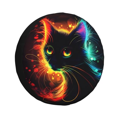 Image of Halloween Spare Tire Cover Black Cat Tire Cover Universal Wheel Protectors Wheel Covers for Rv Camper Travel Trailer SUV Truck 17 Inch