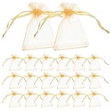 PRETYZOOM 100 Bolsas De Organza Doradas 2.75X1.97 Pulgadas Bolsitas De Malla Con CordóN Para Joyería Dulces Y Envolver Regalos
