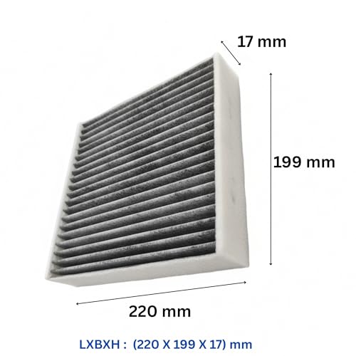 Image of Car Cabin Air Filter with Activated Carbon | AC Filter for Hyundai i20 / N Line /Elite i20 i10, PM2.5 Dust Protection | Size: 220x199x17 mm | Easy DIY Installation | Pack of 1
