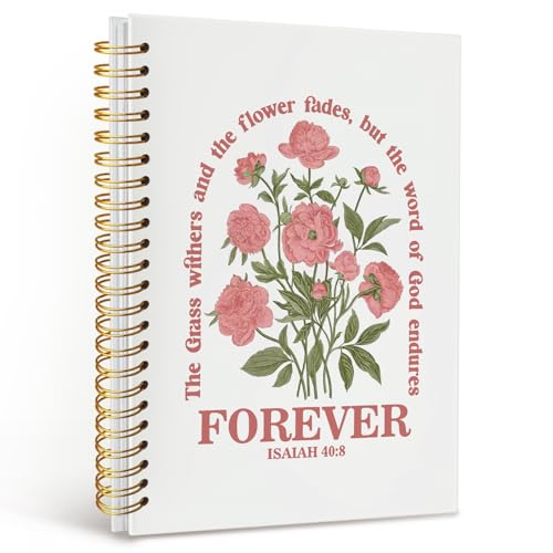 Carnet chrétien fleuri relié à spirale format A5 pour notes quotidiennes