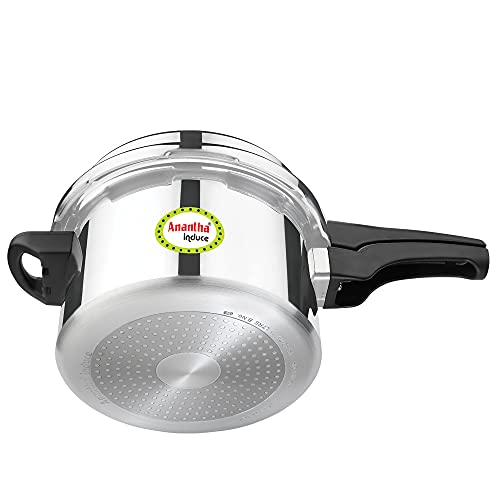 Image of ANANTHA Induce Induction Base Outer Lid Aluminium Pressure Cooker, 5.5 Litres (Silver)