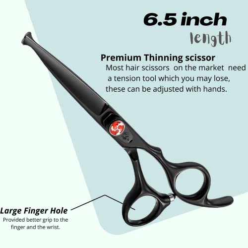 wishbeauty Hairdressing Scissors Kids Safety Round Tips and Curved Hair Scissors Children Haircut Scissors Hair Trimming Scissors Professional Salon Barber Scissors for Baby (Black 6.5" Scissors) - Image 2