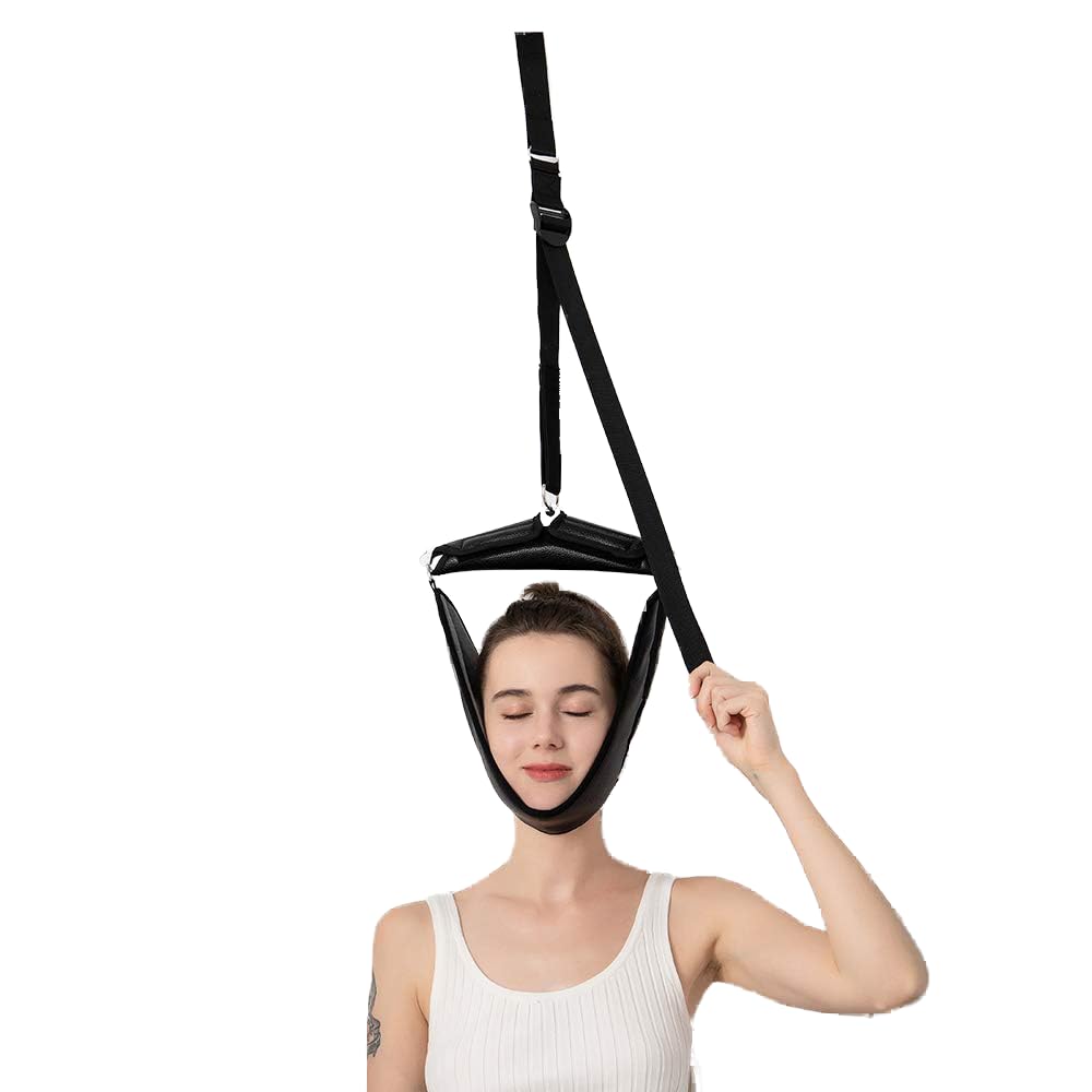 Cervical Neck Traction Device for Home Use, Portable Over Door Device for Neck Pain Relief, Overhead Traction Stretcher Home Physical Therapy for Arthritis, Disc Bulges and Spinal Decompression, Black
