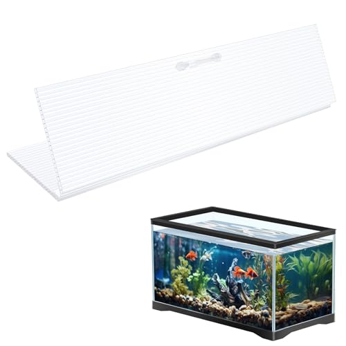 Sieral Aquarium Canopy Set Polycarbonate Greenhouse Panels 19.37 x 9.37 x 0.24 Inch for 10/20 Gallon Fish Tank Without with Center Brace Aquariums Cover Fish Tank Lid, Clear