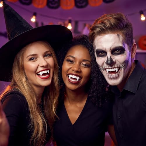 12 Pairs Halloween Vampire Teeth Fangs Fake Teeth with Adhesive Beads &Tweezers, 4 Sizes Reusable Vampire Teeth Halloween Costume Accessories Cosplay Horror Party Favors Masquerade - image 7