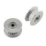 E-outstanding 2pcs 20 Teeth 3mm Bore Idler Timing Pulley with Bearing 2GT Aluminium Alloy H Type GT2 Synchronous Wheel for 6mm Width Belt 3D Printer CNC Mechanical Drive Silver