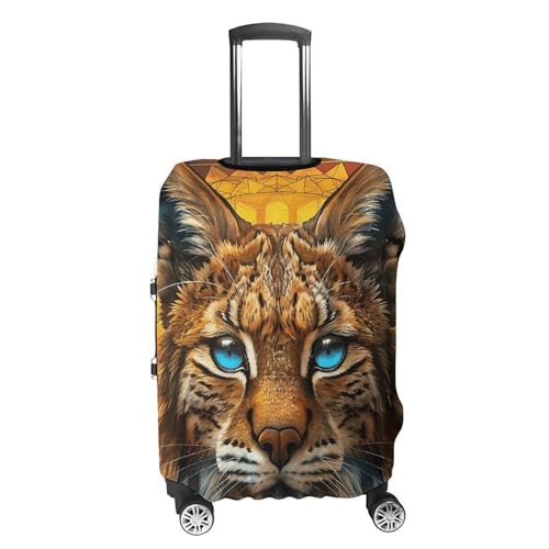 Blue Eyed Bobcat Luggage Cover, Washable Elastic Suitcase Cover Protector Fit 18-32 Inch Luggage4