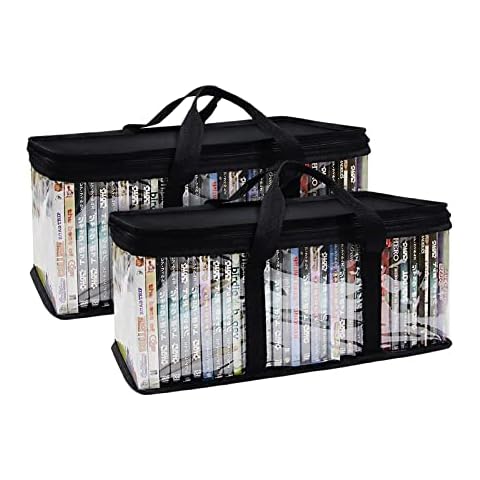 Handy Portable DVD/CD Storage Bags 2 Pack Holds 80 Total Movies or Video Games with Sturdy Carrying Handles Set (Set of 2) Cover