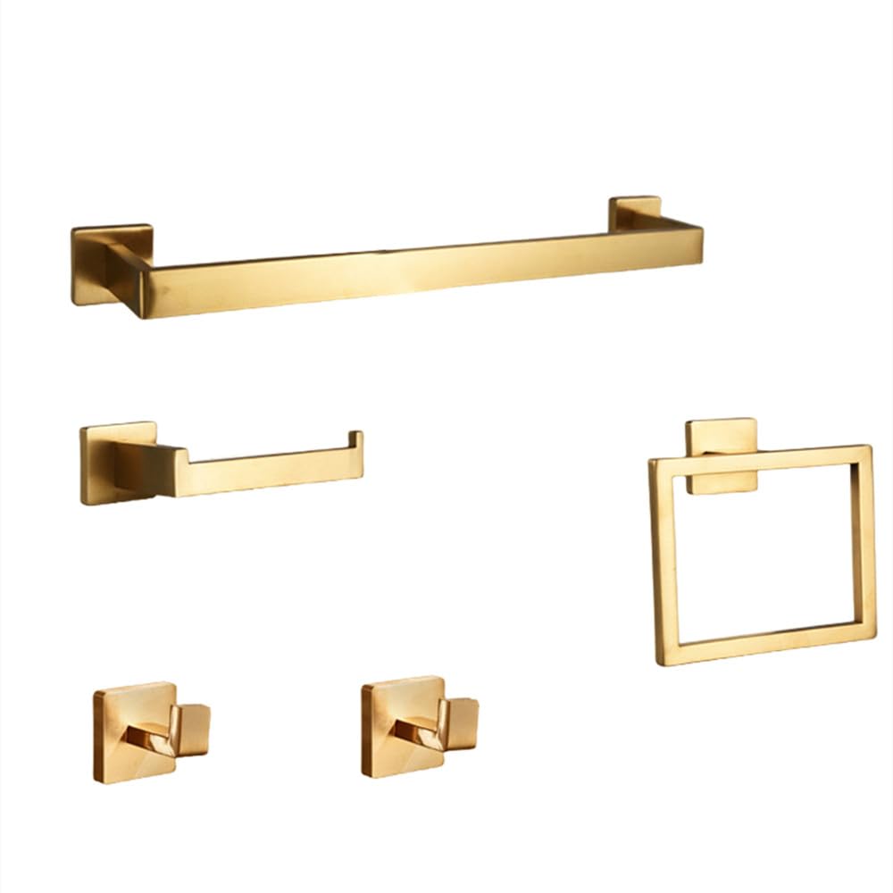 Ensemble quincaillerie or brossé et noir pour étagère et porte-serviettes de salle de bain