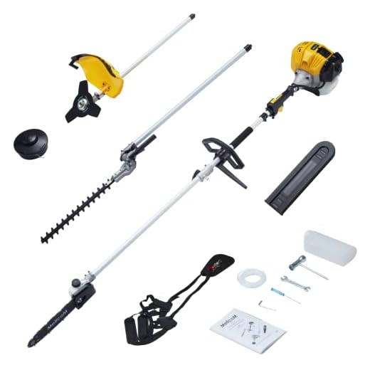 MELLCOM 52CC 2 Cycle 4 in 1 Multi Trimming Tools with Gas Hedge Trimmer, Grass Trimmer, Chinsaw Brush Cutter, Gas Pole Saw