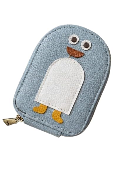 HotGownPenguin Zip Around Wallet for Women | 11 Card Slots Coin Purse | PU Leather Kawaii Quirky Accordion Card Holder | Cute Animal Purse for Girls | Blue-image-38