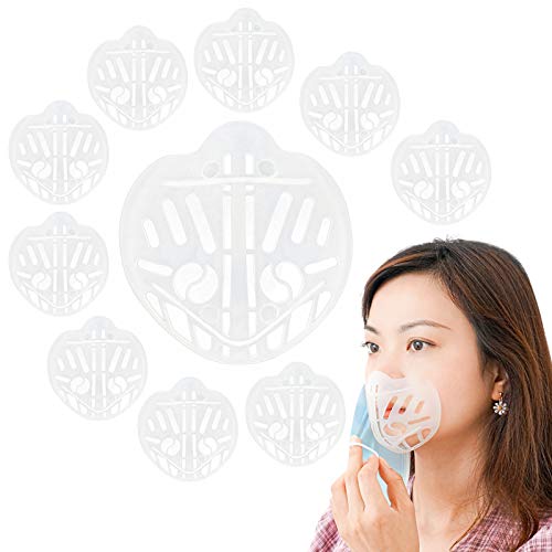 Mask Bracket 3D 10 Pcs Lipstick Protector Internal Support Holder Frame Nose DIY Face Mask Accessories Space for Comfortable Breathing Washable Reusable (Transparent)