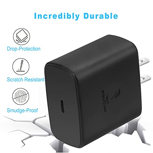 45W Usb-C Super Fast Charging Wall Charger With 6.6 Ft Usb C To C Cable For Samsung Galaxy S22/Z Fold 2/Note 20 Ultra Note10/10+/S22 Ultra/S22+/S21/S20 5G/S10/S8/Note 10/Tab S7 Plus/Ipad Pro (Black) #TOP3