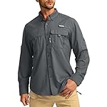 Men's Sun Protection Fishing Shirts Long Sleeve Travel Work Shirts for Men UPF50+ Button Down Shirts with Zipper Pockets