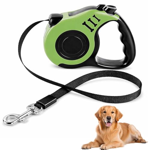 ZORTVUL 1 Pezzo Lunghina Cane In Plastica, Guinzaglio Telescopico 5M Per Cani Fino A 25Kg, Per Passeggiate, Verde