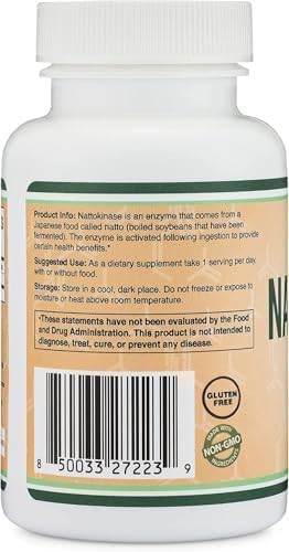 Athinika Nutrition Nattokinase Supplement 4,000 FU Servings, 120 Capsules (Derived from Japanese Natto) Systemic Enzymes for Cardiovascular and Circulatory Support 1