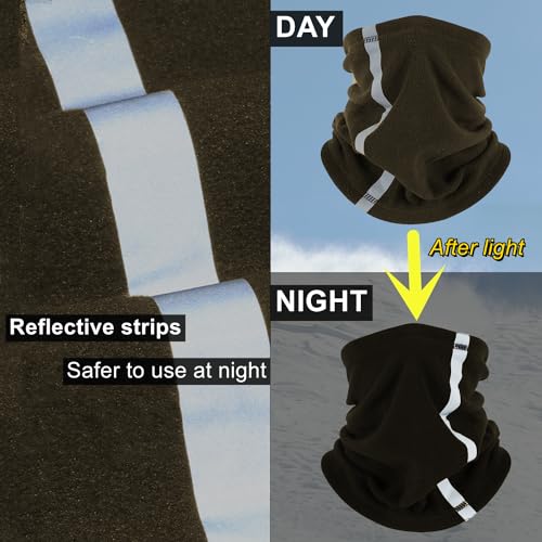 Winter Neck Gaiter Face Cover, 2 Pack Fleece Warmer Windproof Neck Scarf Ski Gaiter Face Mask for Skiing Hiking Cycling4
