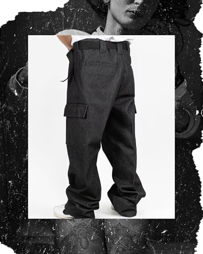 FB County Hard Denim Pants - Unisex 14oz Heavy Loose Fit High Waisted Cargo Jeans with Utility Pockets4