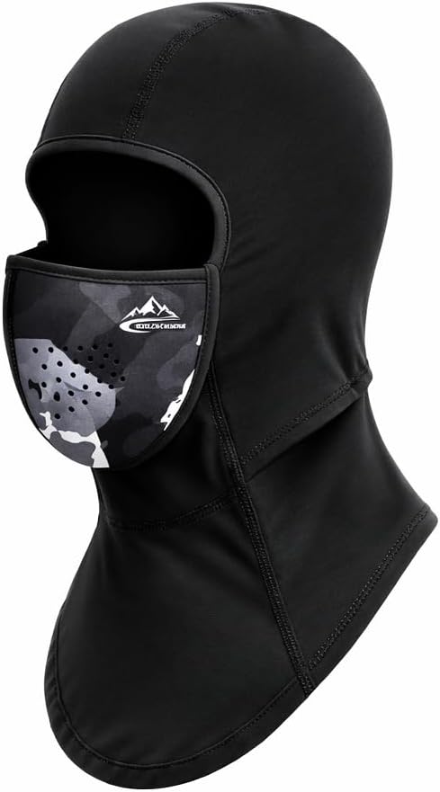 Magnetic Buckle Balaclava Ski Mask Breathable Windproof Face Cover with Mesh Airflow, Headphone Cable Port