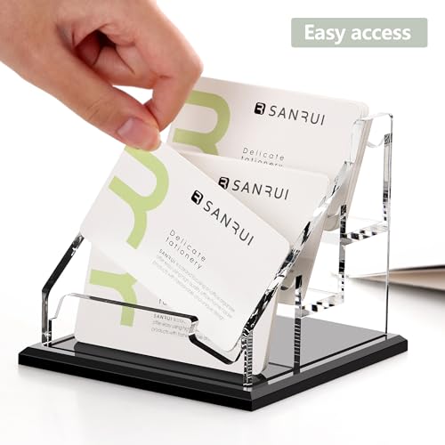 SANRUI Acrylic Black Business Card Holder for Desk 3 Slot,Clear by SANRUI - Used condition - Image 5