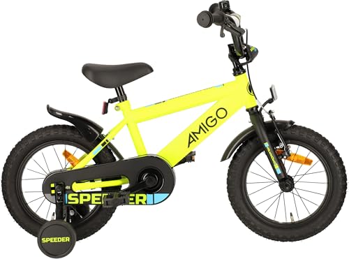 AMIGO Speeder - Kinderfahrrad - 14 Zoll - mit Handbremse, Rücktritt,...