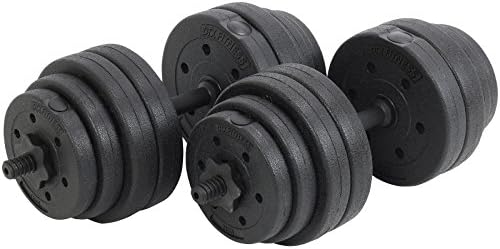 DTX Fitness 30Kg Adjustable Weight Lifting Dumbbell Barbell Bar and Weights Set - Black