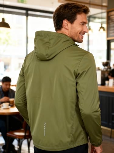 Chaqueta rompeviento liviana para hombre con capucha y cierre miniatura 2