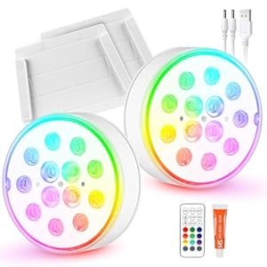 Poolbeleuchtung Wiederaufladbar Unterwasser Licht mit Fernbedienung 2 Stück Pool lichter Multi Farbwechsel Teichbeleuchtung Unterwasse Licht Wasserdichte RGB Poolbeleuchtung für Garten Aquarium Vase