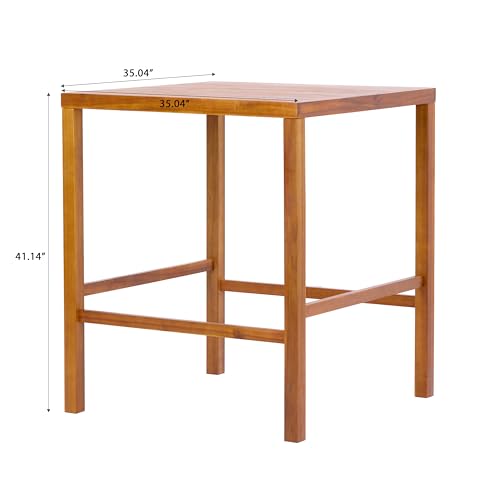 Christopher Knight Home Balew 5-Piece Outdoor Bar Set, Acacia Wood Patio Bar Table and Chairs Set, Solid Wood Patio Dining Set for 4 with Bar Stools,Teak + Beige by Christopher Knight Home - Used condition - Image 4
