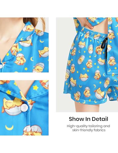 Image of Women's Pajama Sets Funny Pajamas for Women Set Comfortable 2 Piece Button Down Tops & Shorts Sleepwear Short Sleeve